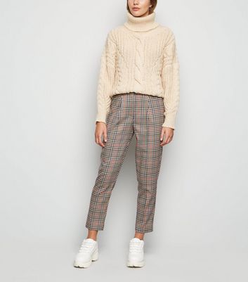 slim leg checked trousers