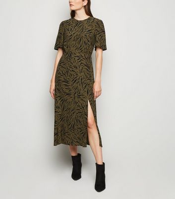 new look khaki midi dress