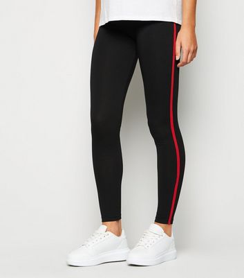 leggings with red side stripe