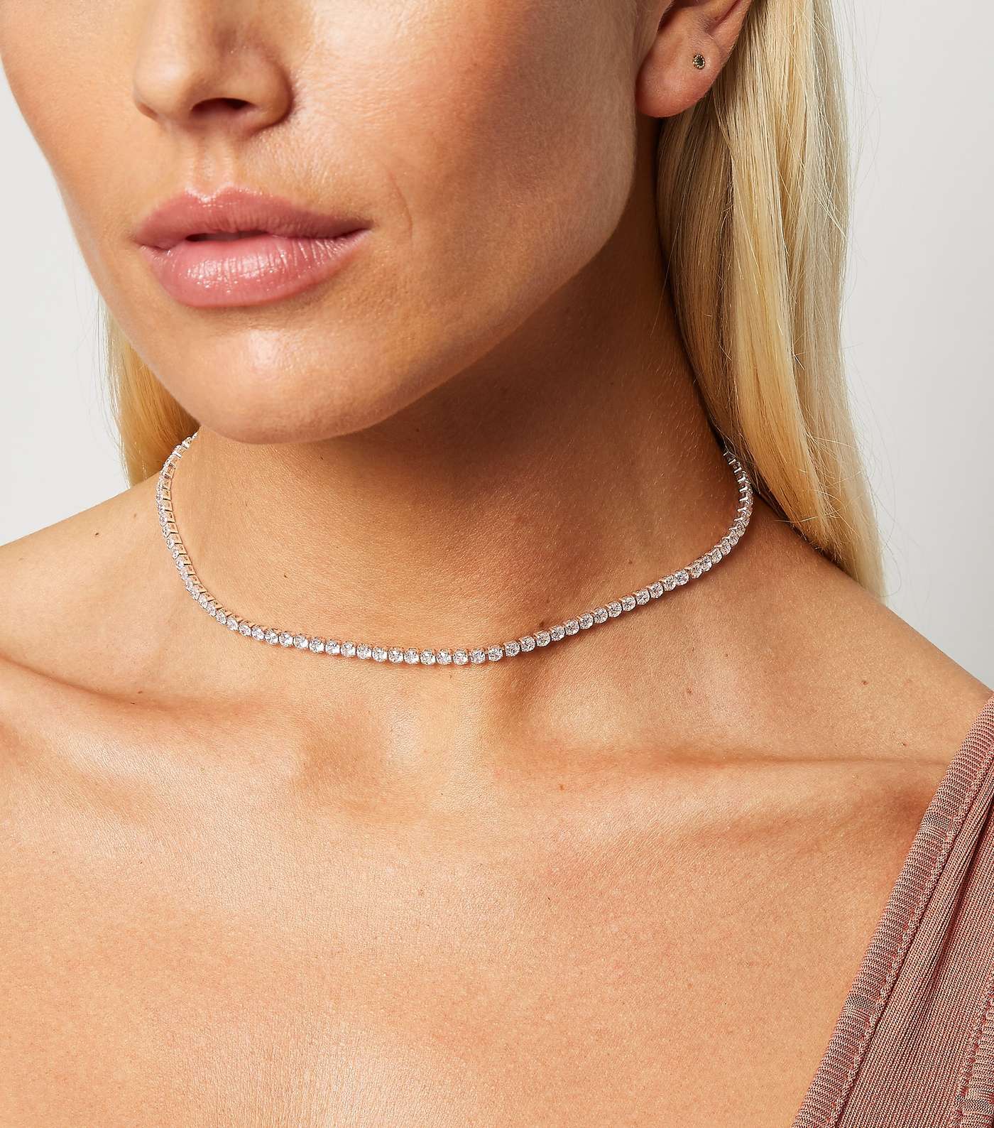 Rose Gold Cubic Zirconia Choker Necklace Image 2