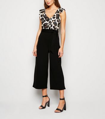 Black Leopard Print 2 in 1 Culotte Jumpsuit | New Look