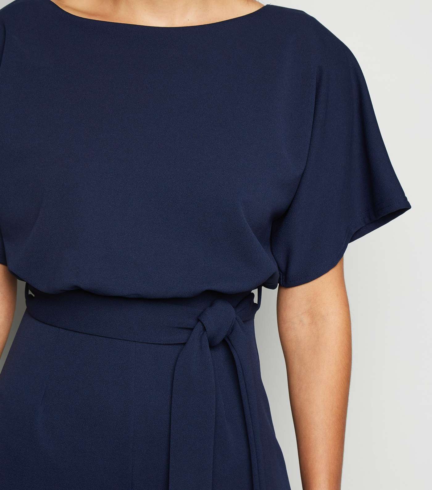 Navy Batwing Belted Culotte Jumpsuit Image 3