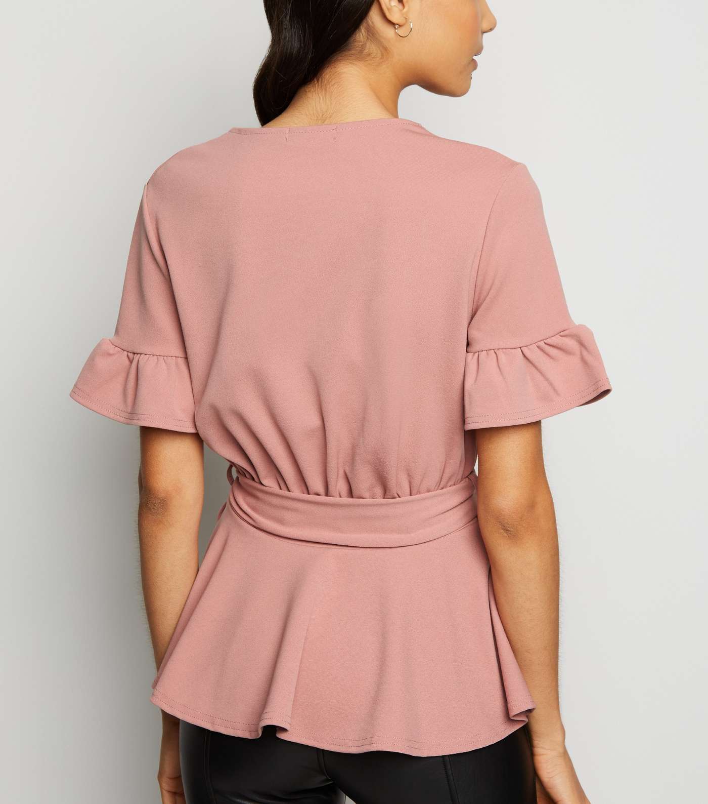Pale Pink Belted Peplum Top Image 3