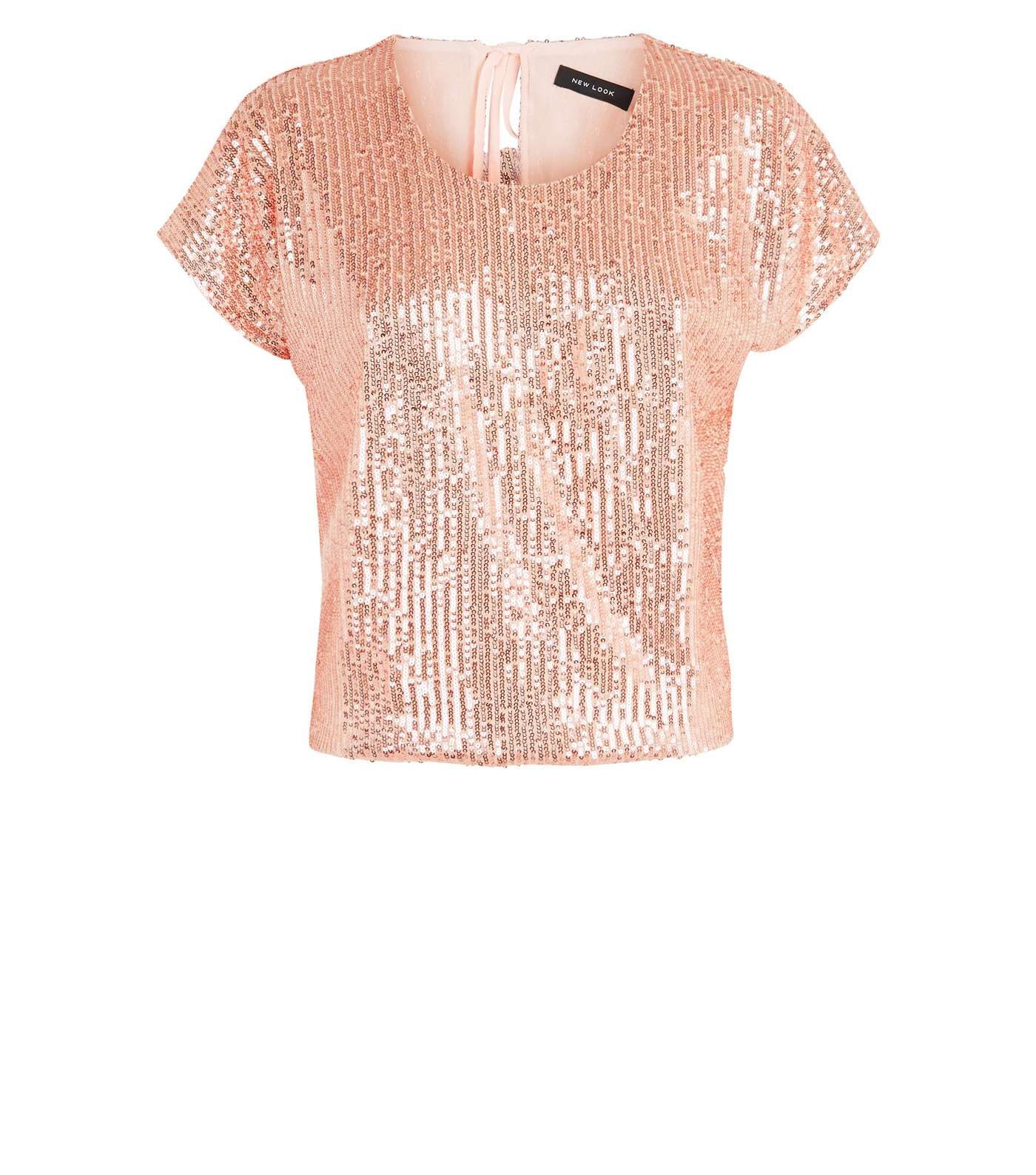 Rose Gold Sequin Tie Back Boxy Top Image 4