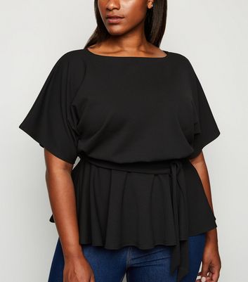 new look black peplum top