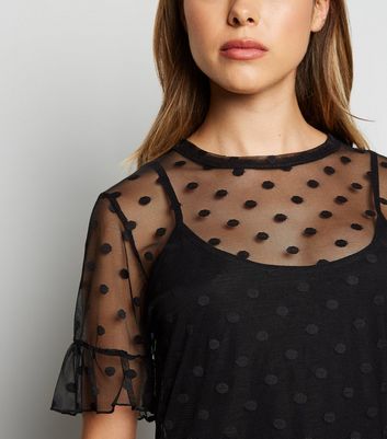 black spotty mesh top