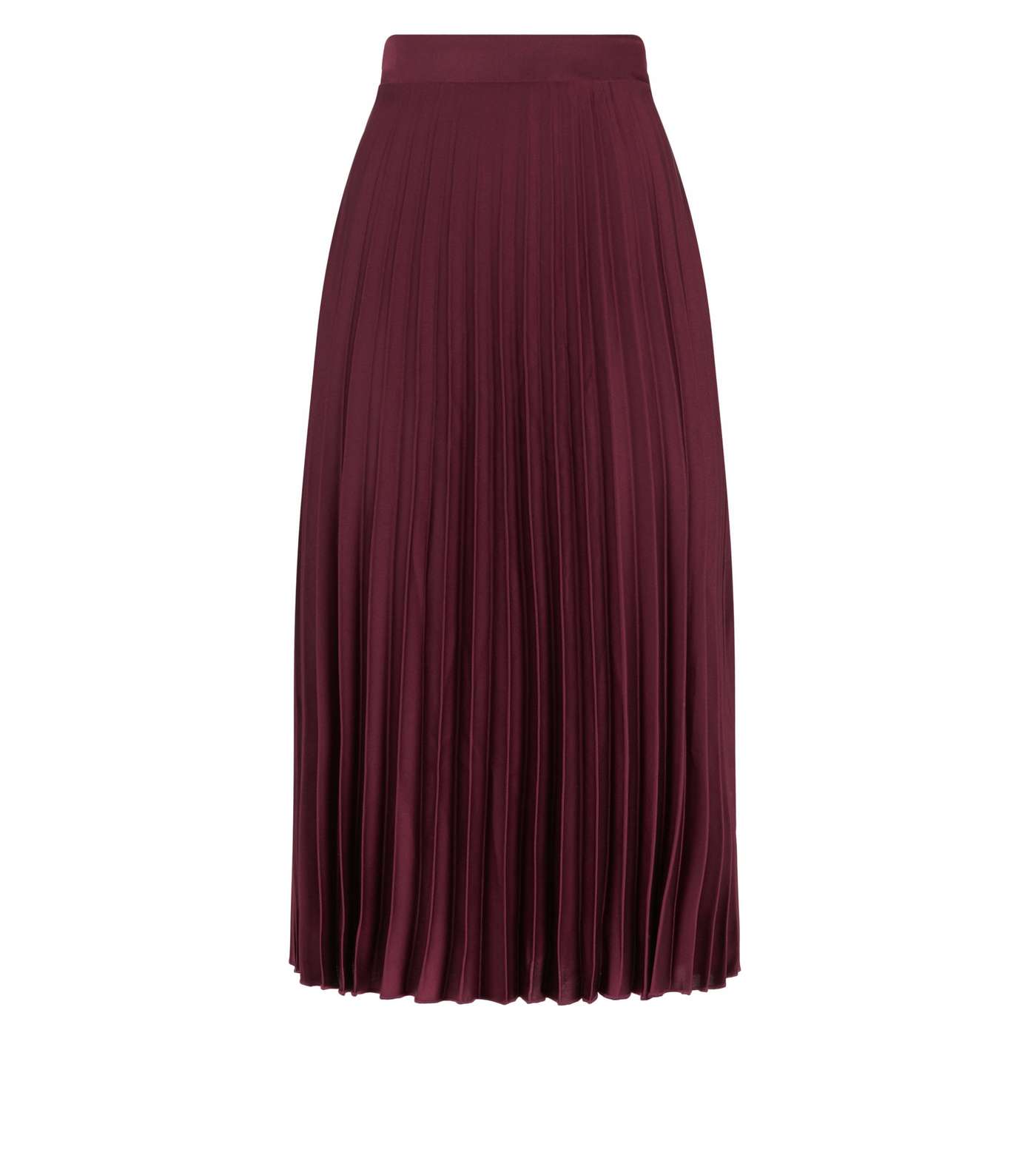Petite Burgundy Satin Pleated Midi Skirt Image 4