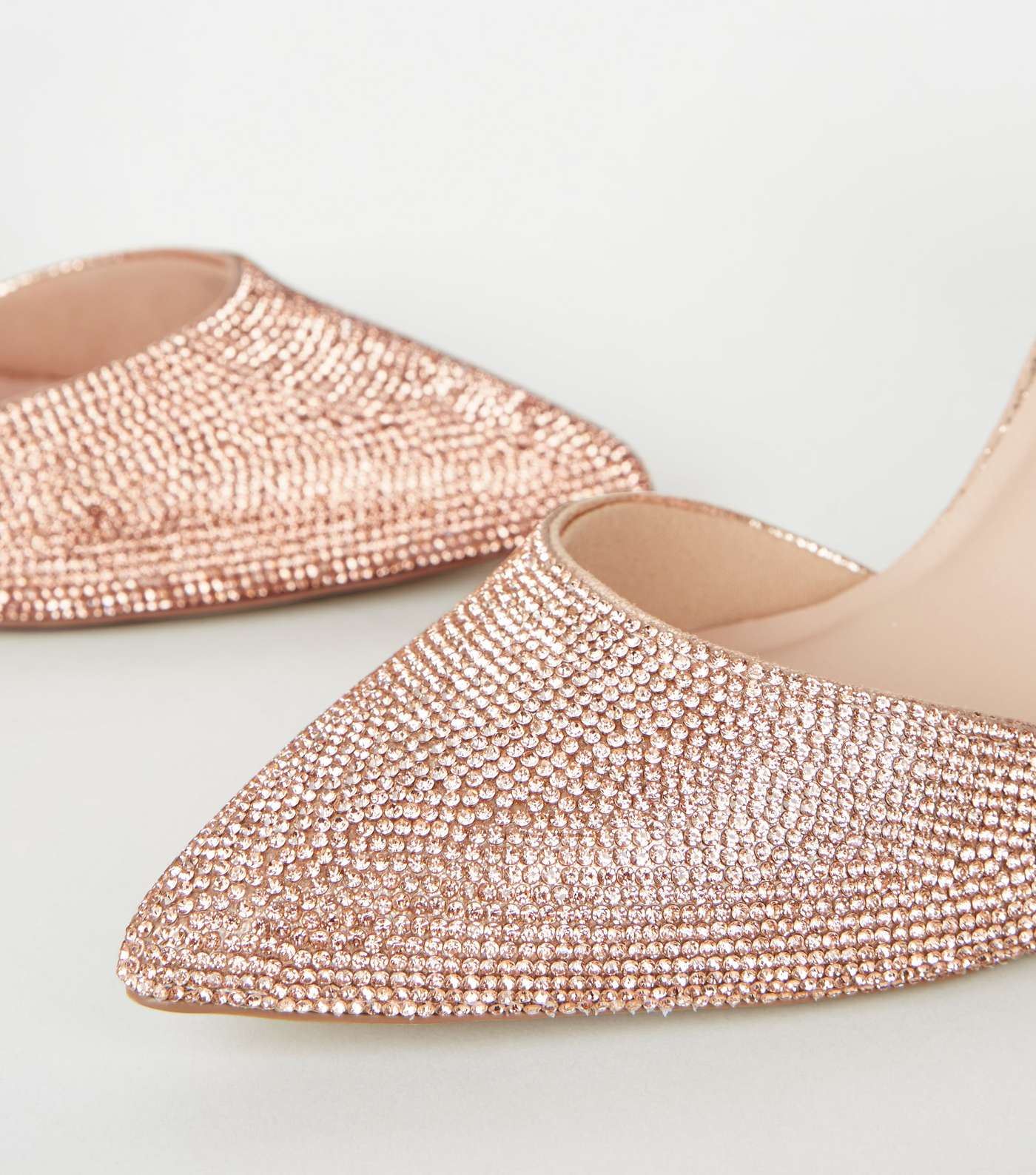 Rose Gold Diamanté Embellished Court Shoes Image 4