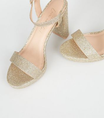 Gold Glitter 2 Part Platform Heeled Sandals New Look