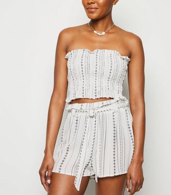White stripe Paperbag Shorts | New Look