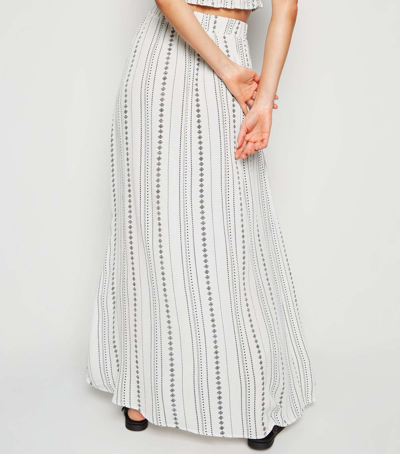 White Stripe Split Side Maxi Skirt Image 5