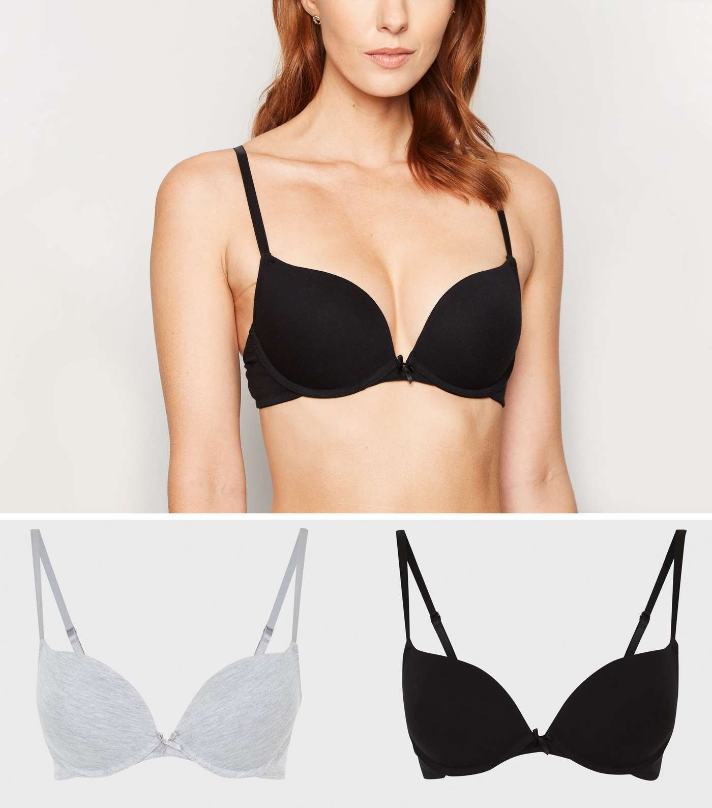 2 Pack Black and Grey Push-Up Bras