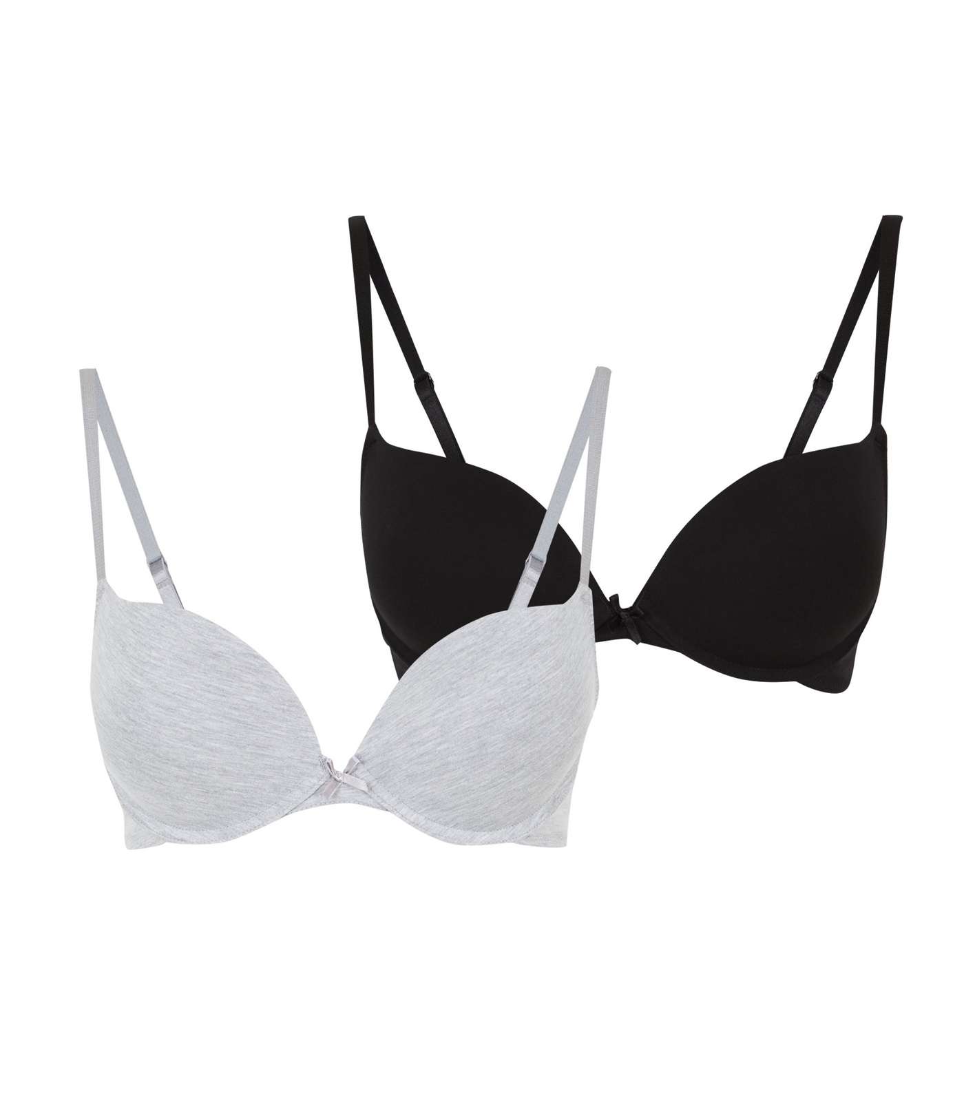 2 Pack Black and Grey Push-Up Bras Image 3