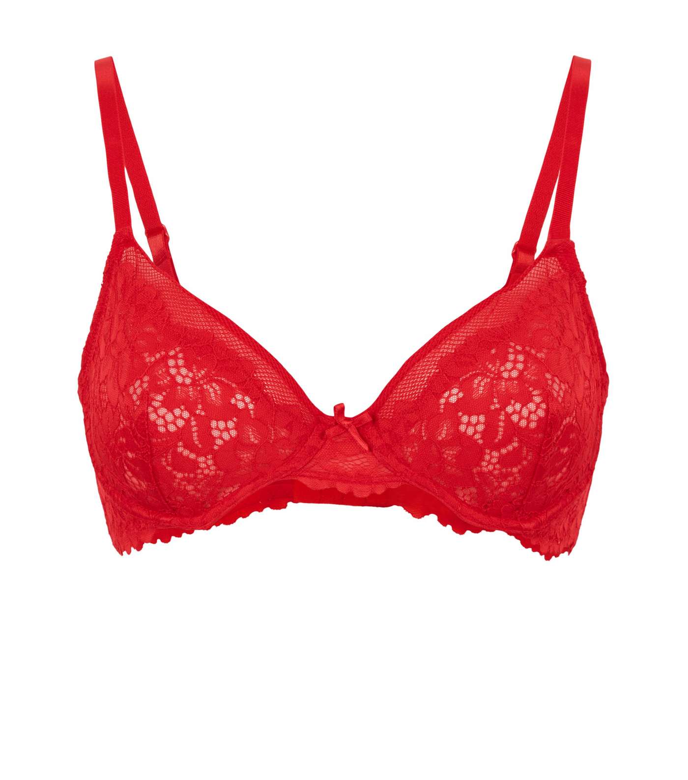 Red Lace Bow Front Underwired Bra Image 4