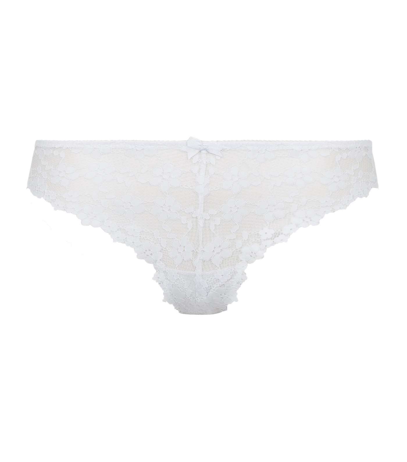 White Floral Lace Thong Image 3