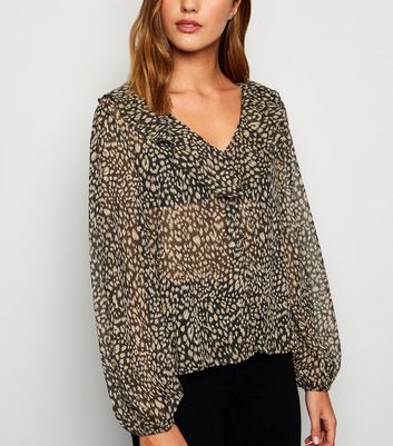 chiffon animal print blouse