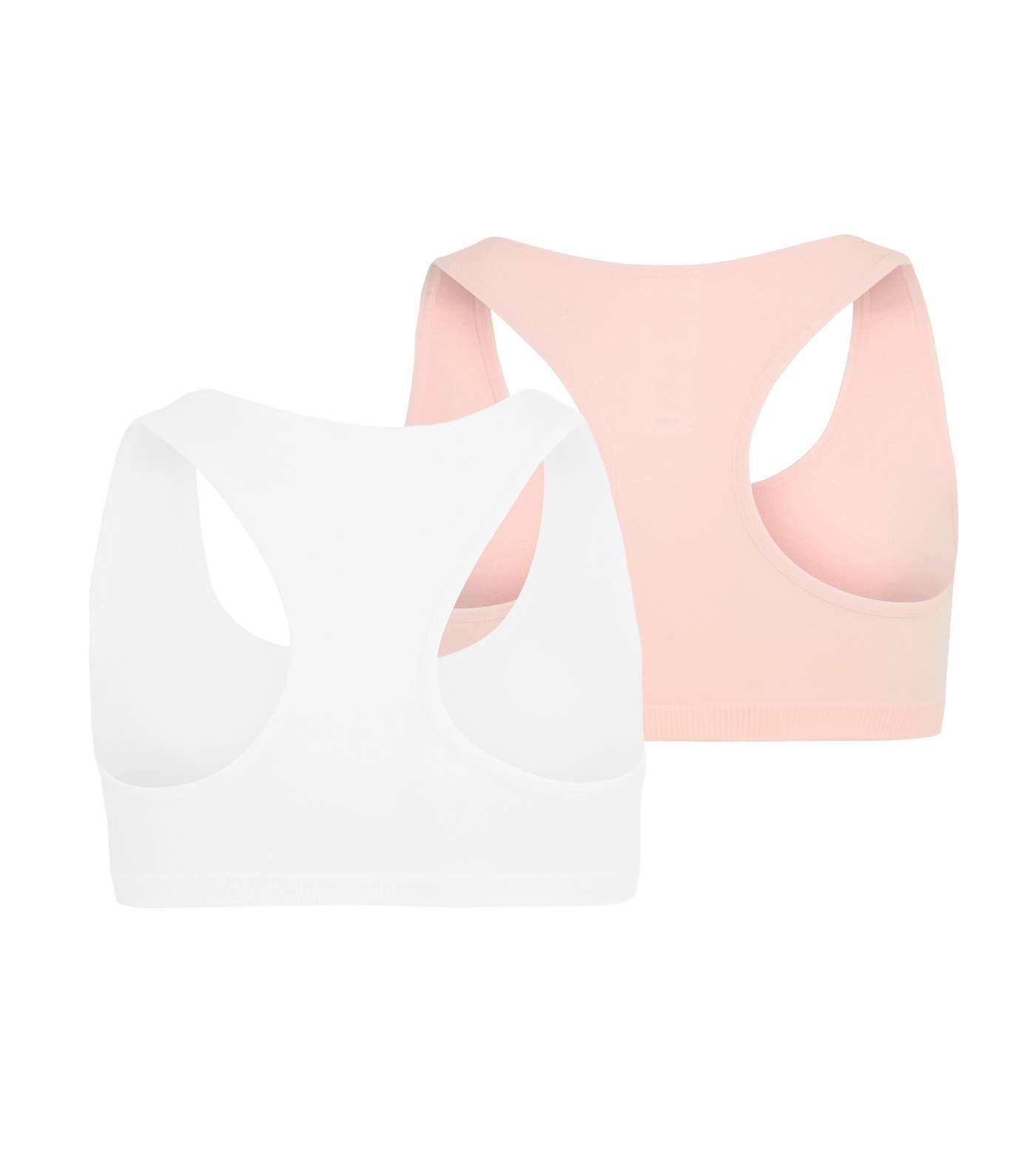 2 Pack Girls Pink and White Crop Tops Image 2
