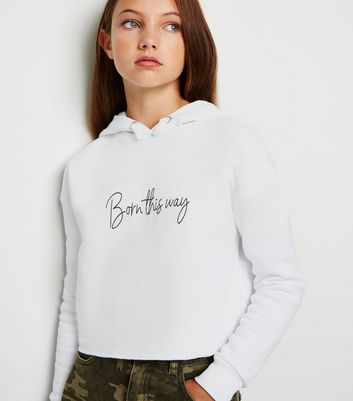 girls white hooded sweatshirt