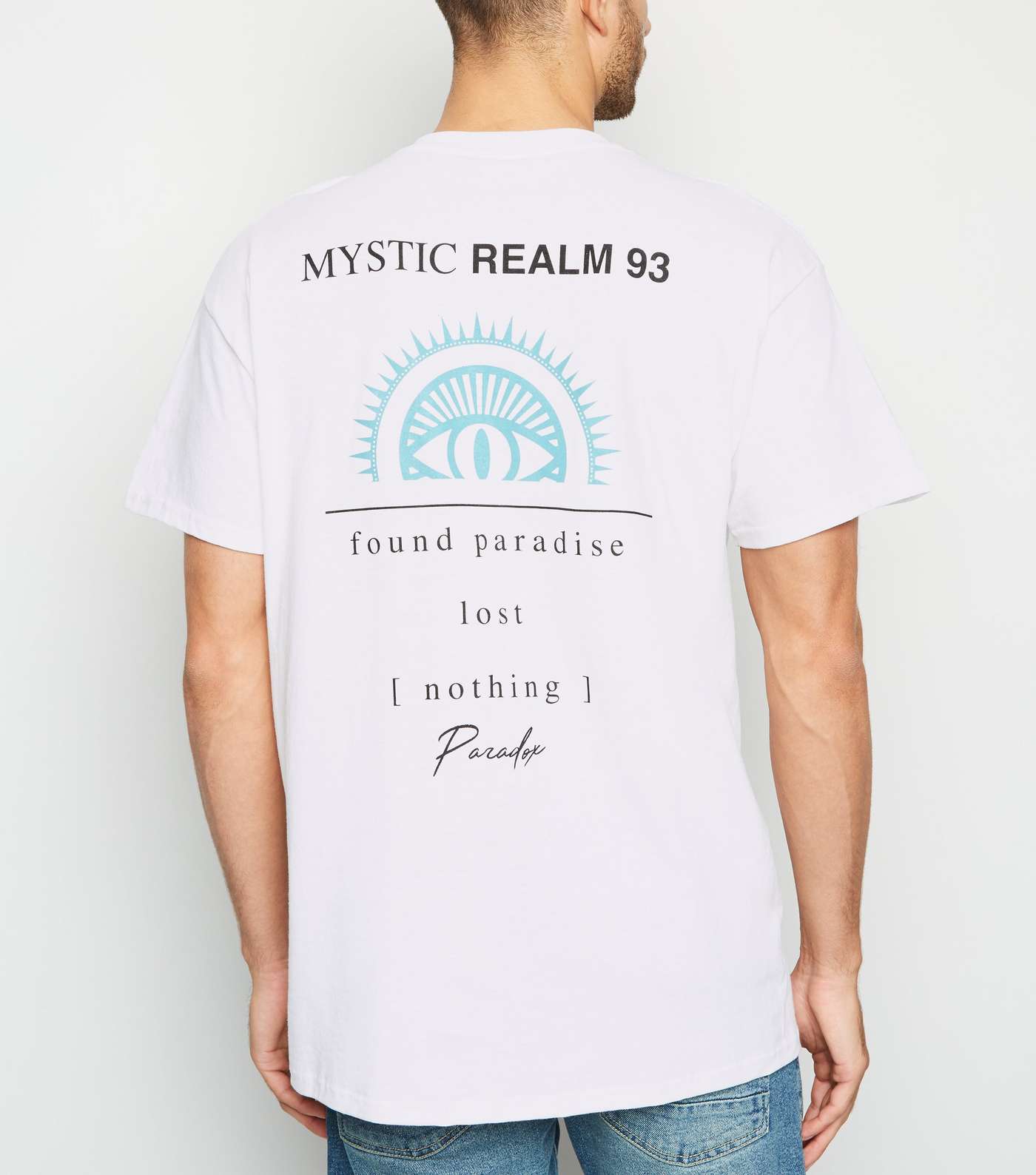 White Mystic Realm Slogan T-Shirt