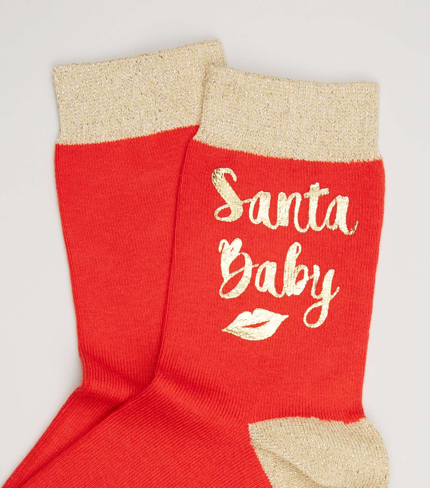 Red Santa Baby Slogan Christmas Socks Image 3