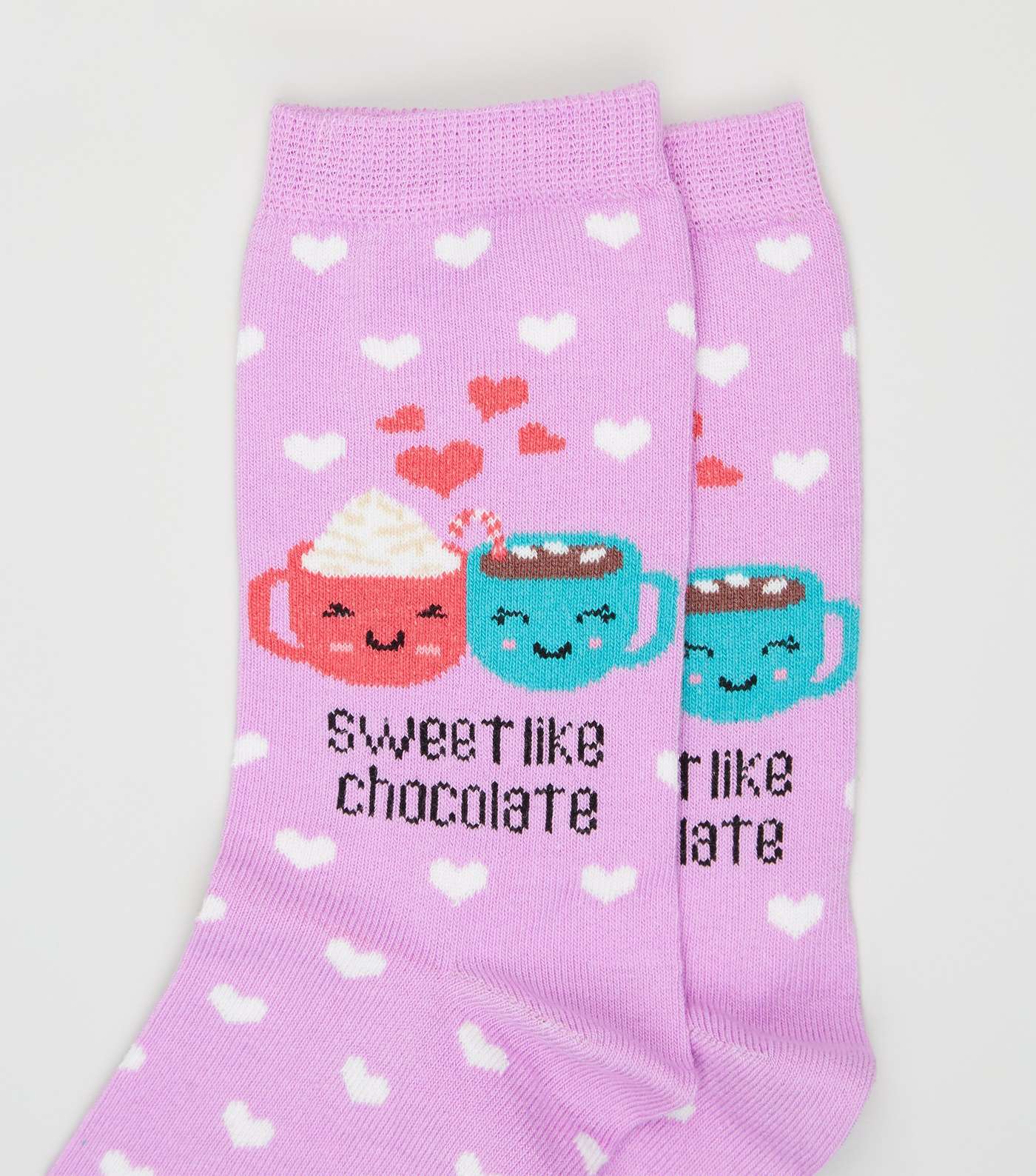 Pink Heart Sweet Like Chocolate Slogan Socks Image 3