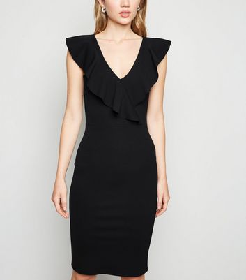 black frill bodycon dress