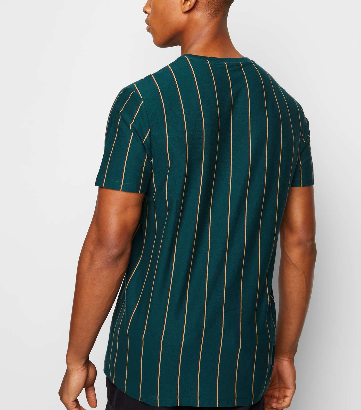 Dark Green Vertical Stripe T-Shirt Image 3