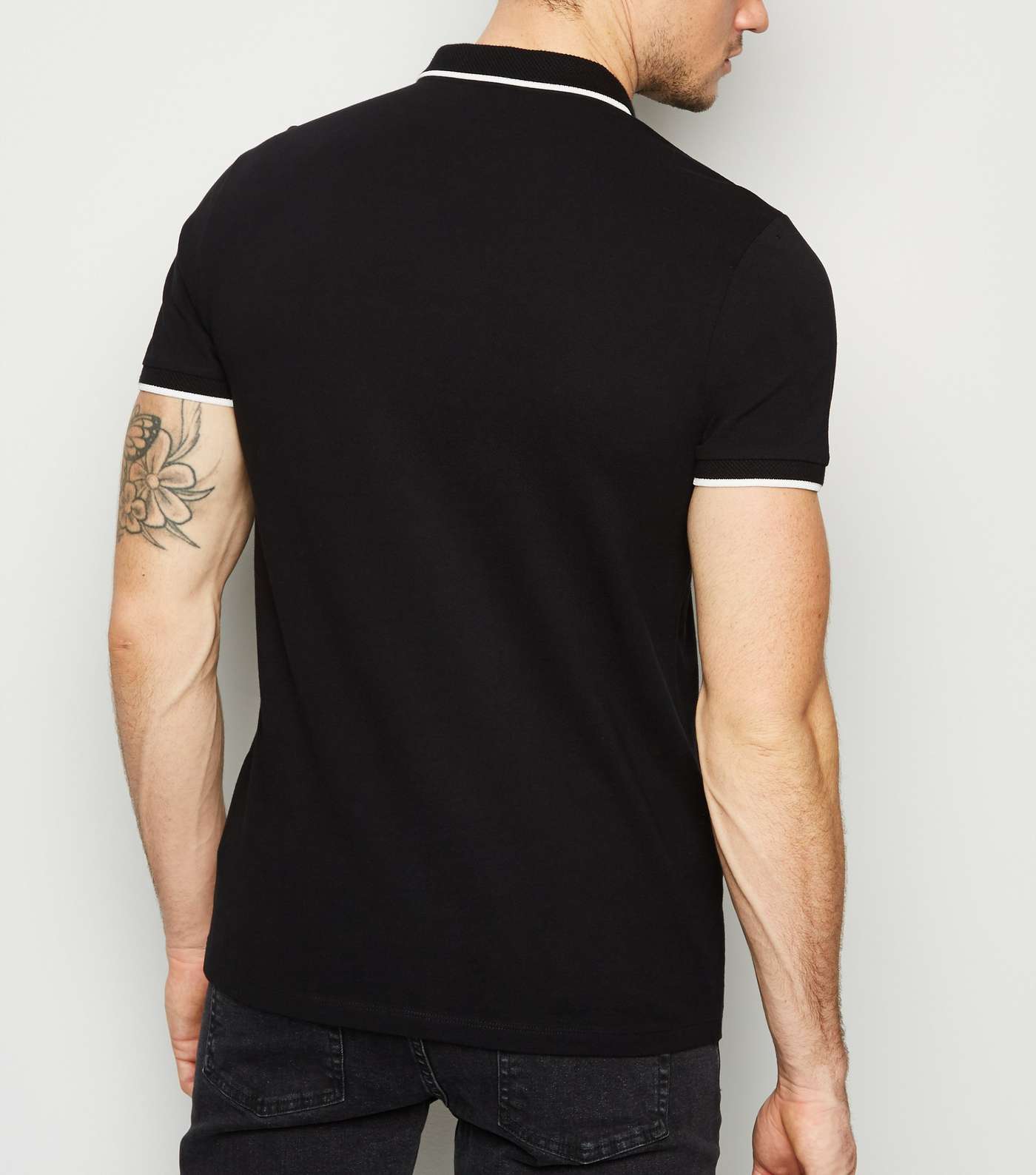 Black Tipped Zip Front Polo Shirt Image 3