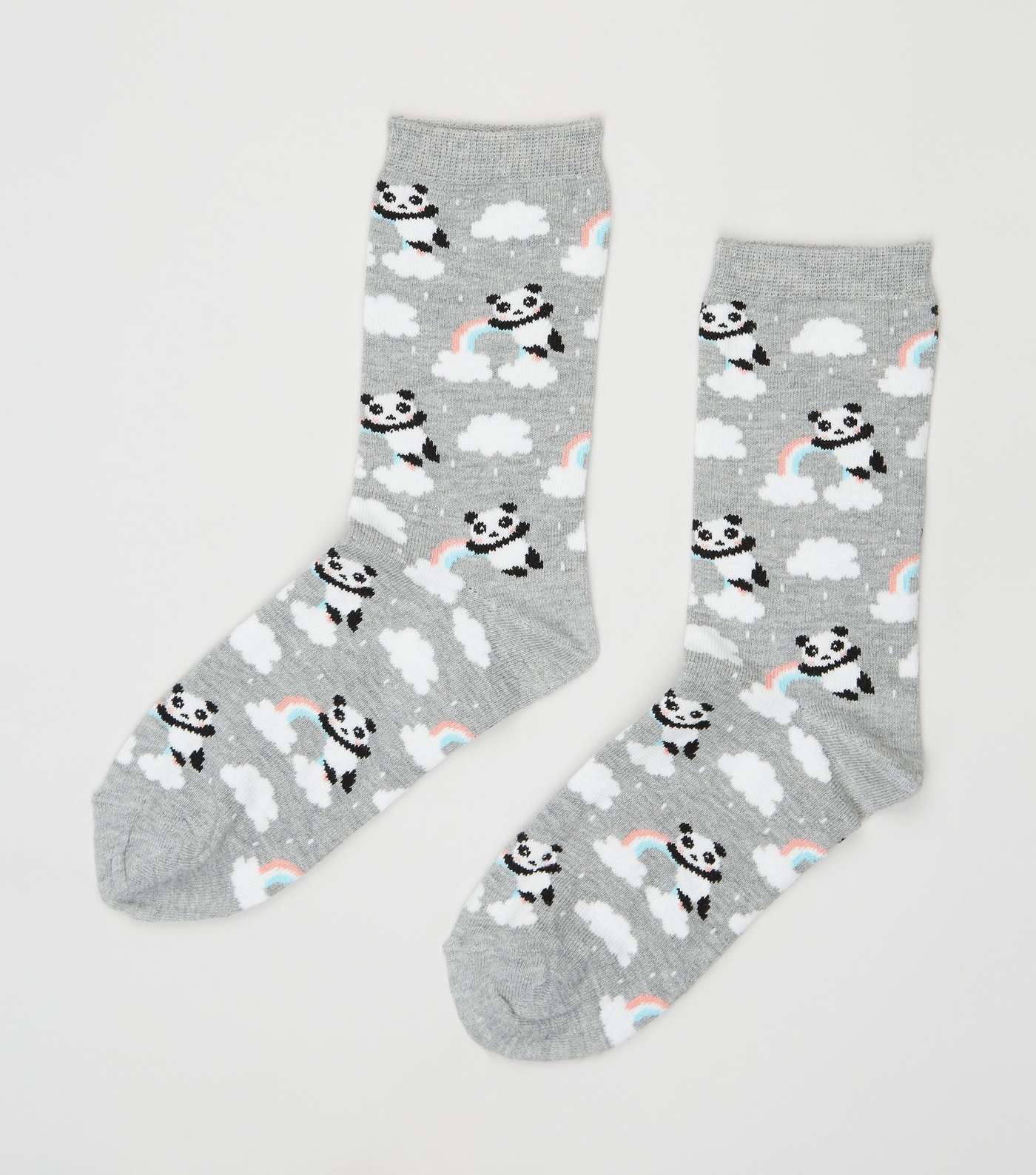 Pale Grey Panda Rainbow Socks