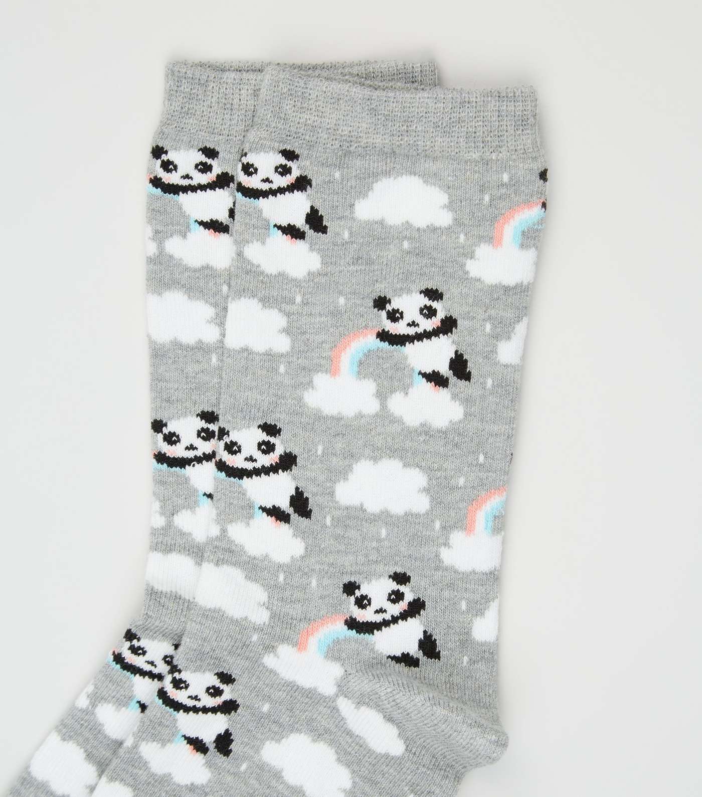 Pale Grey Panda Rainbow Socks Image 3