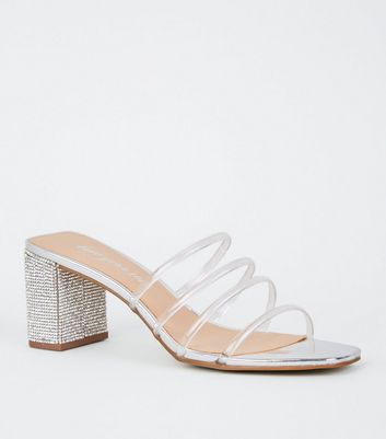 Clear clearance strap mules