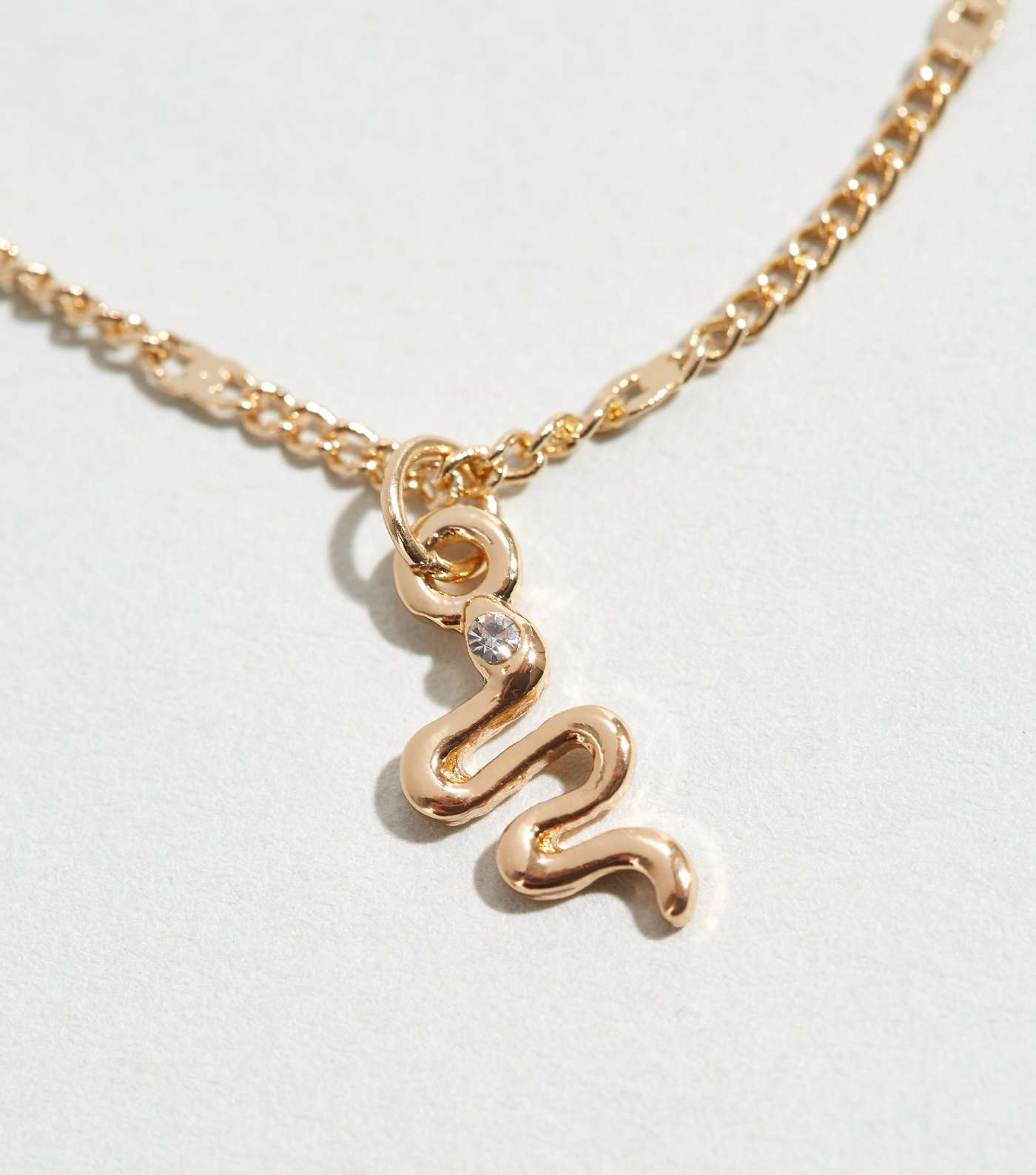 Gold Diamanté Snake Pendant Necklace Image 3