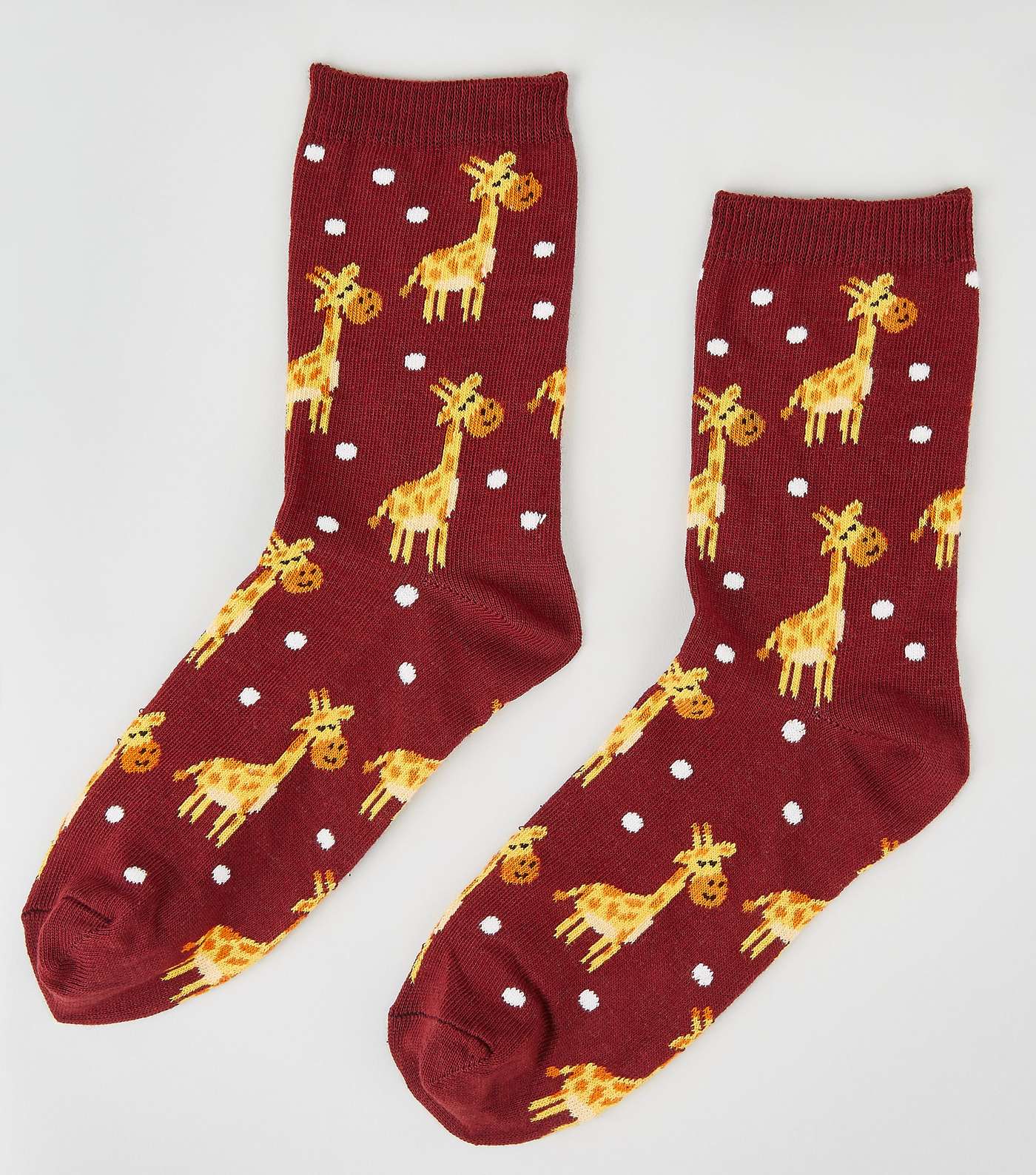 Burgundy Giraffe Spot Socks