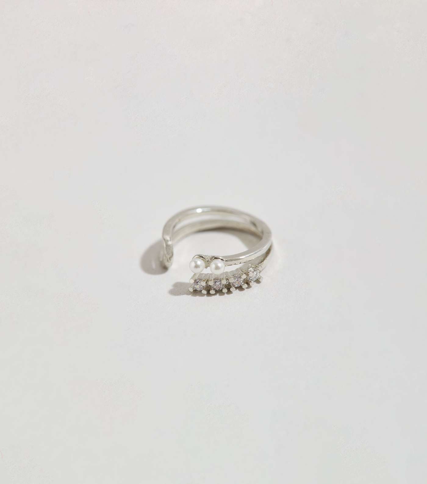 Silver Diamanté and Faux Pearl Ear Cuff