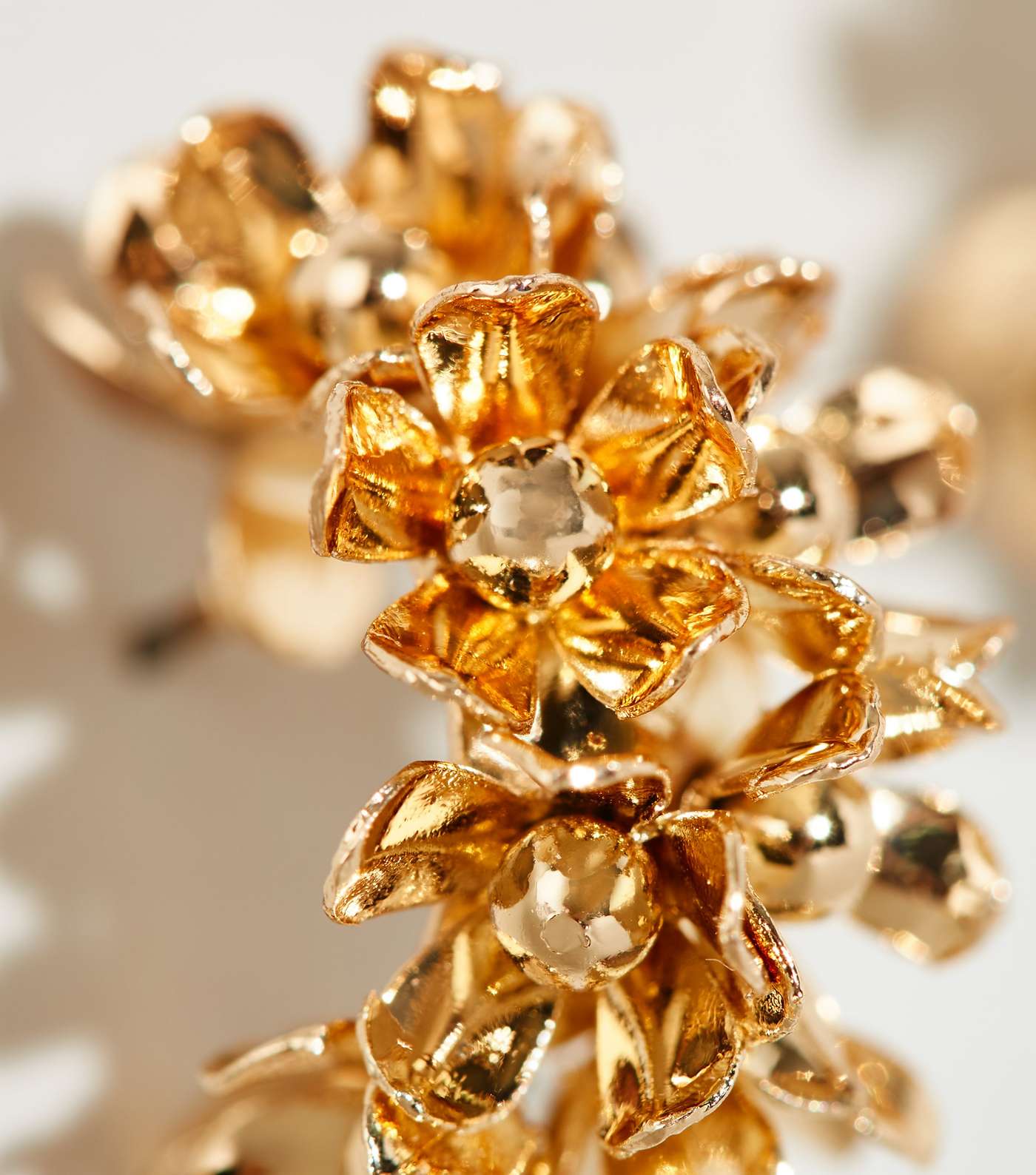 Gold Flower Cluster Hoop Earrings Image 3