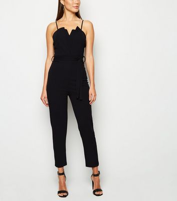 Missfiga Black Notch Neck Belted Jumpsuit | New Look