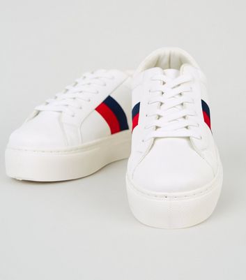 new look white leather look trainers