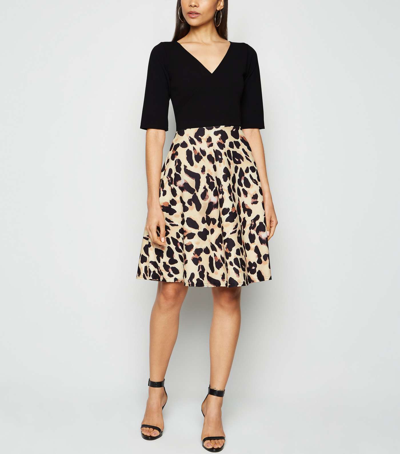 Missfiga Brown Leopard Print Skirt Skater Dress Image 2