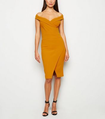 mustard bodycon dress