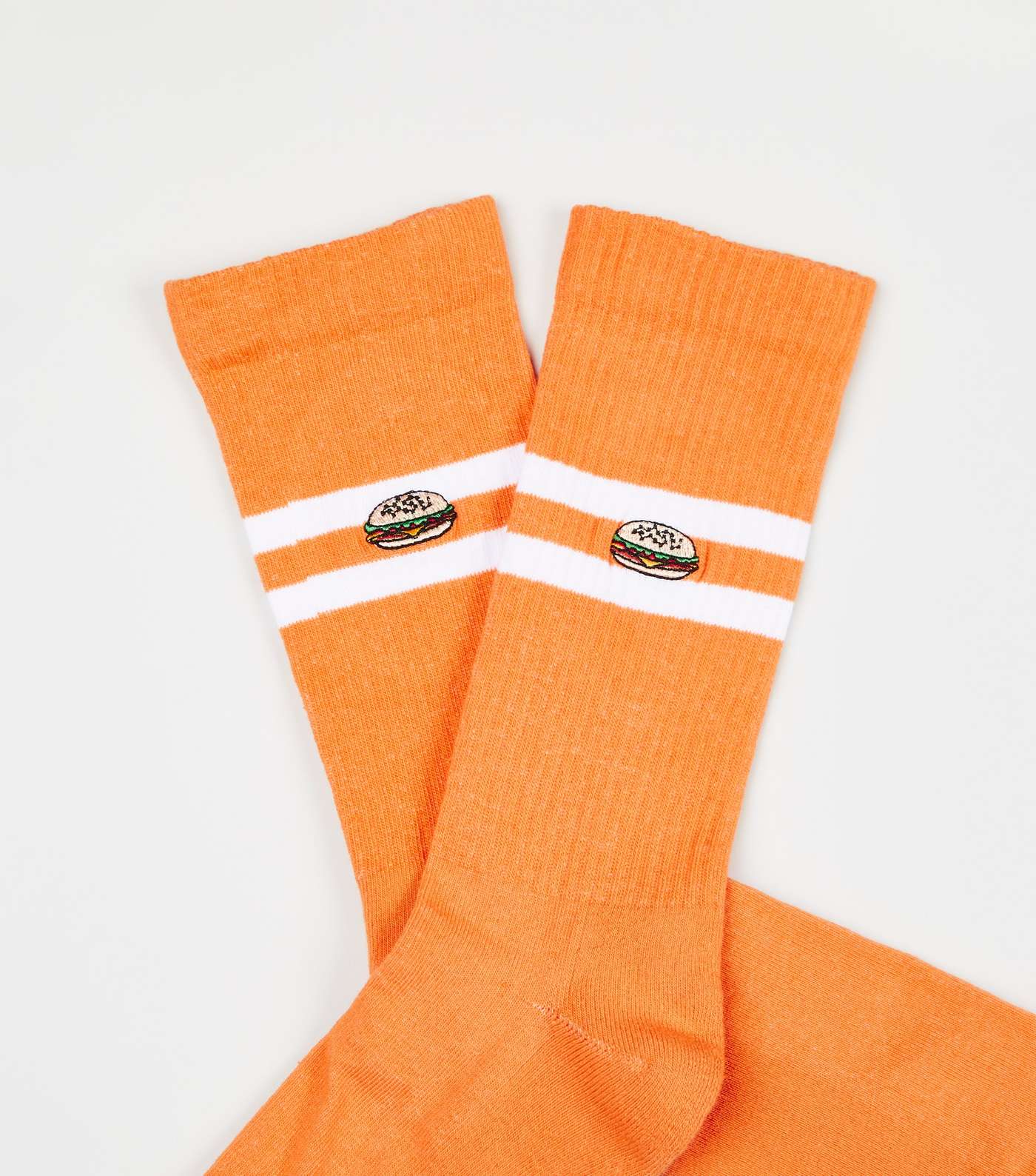 Orange Burger Sports Stripe Socks  Image 2