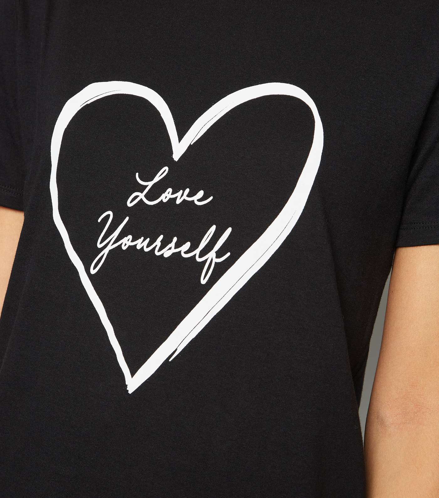 Black Heart Love Yourself Slogan T-Shirt Image 5