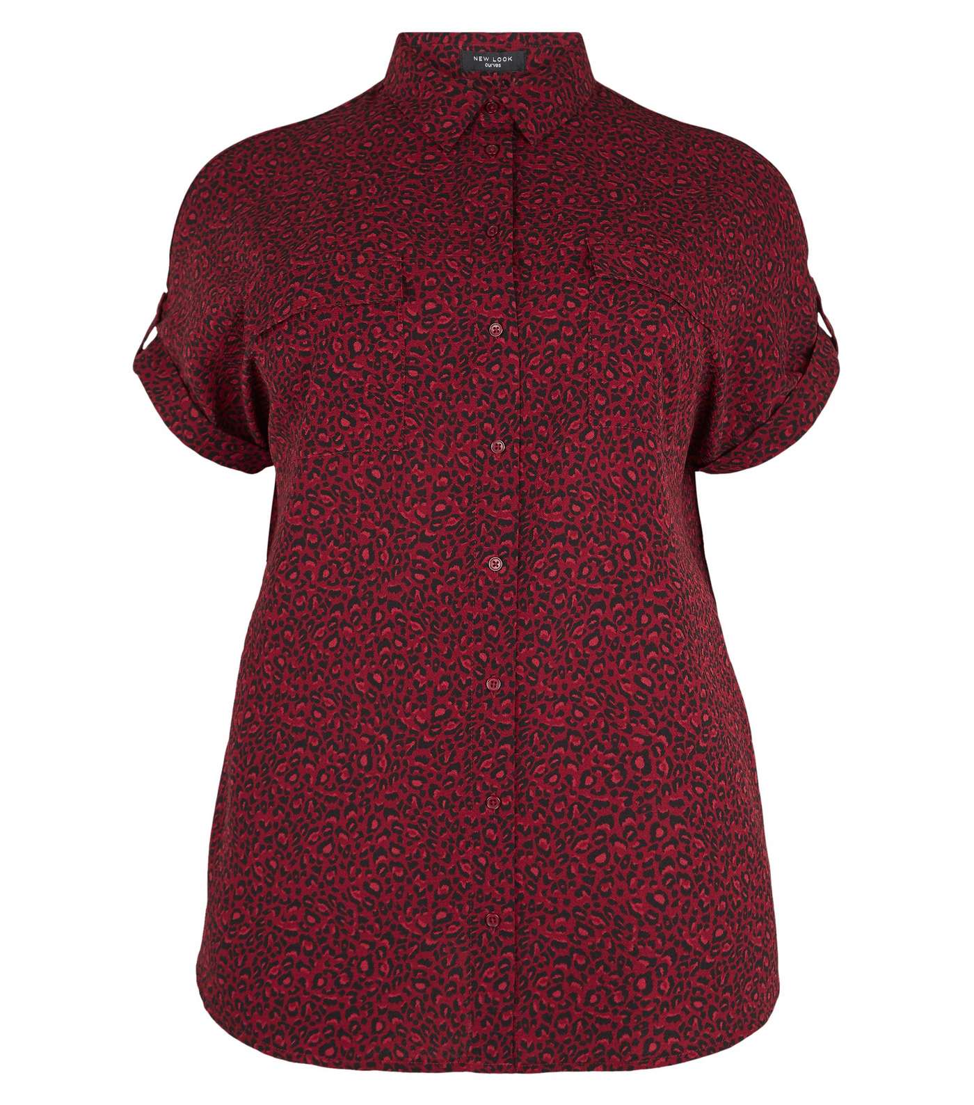 Curves Red Leopard Print Pocket Shirt Image 4