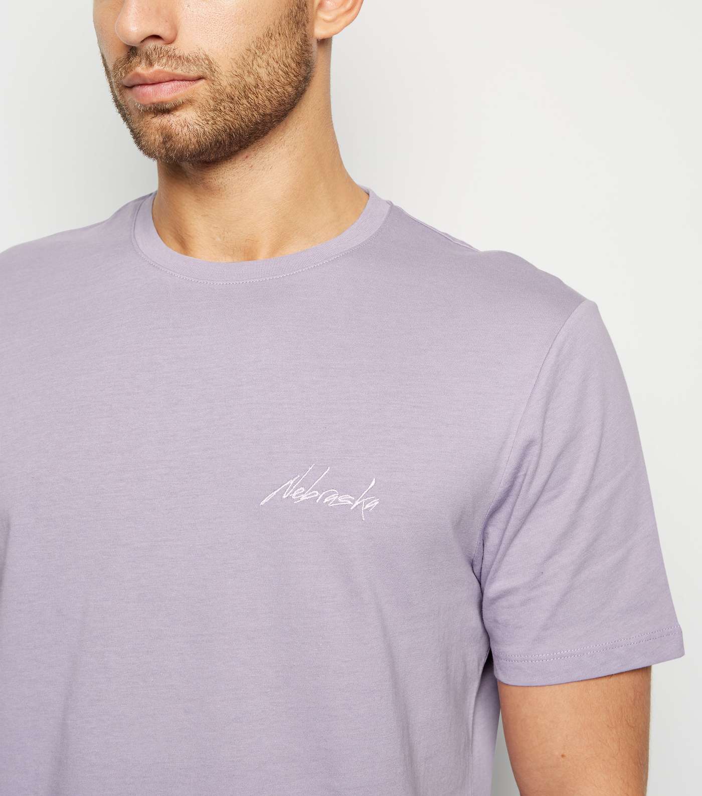 Lilac Nebraska Embroidered Slogan T-Shirt Image 5