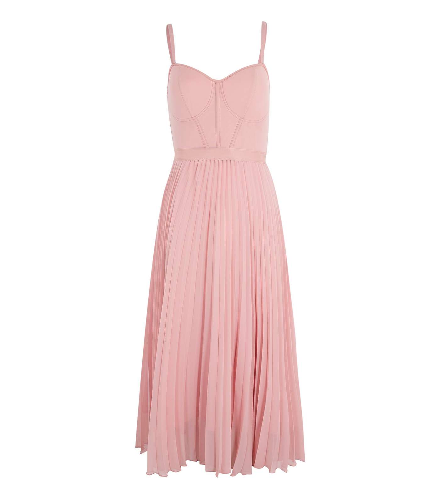 Pink Bustier Pleated Midi Dress Image 5