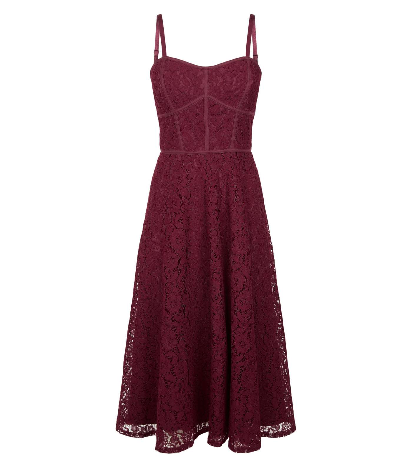 Burgundy Lace Strappy Midi Dress Image 4