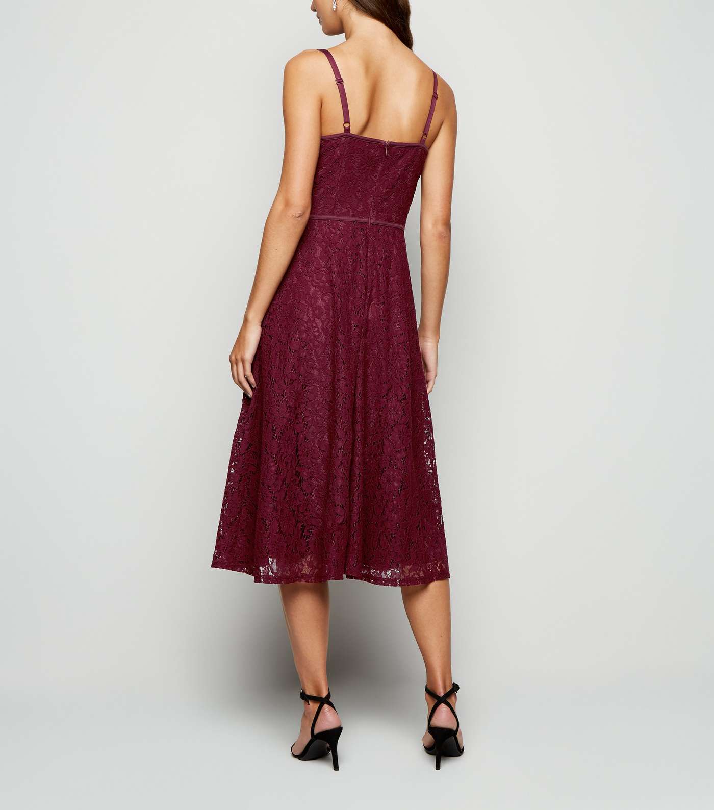 Burgundy Lace Strappy Midi Dress Image 2