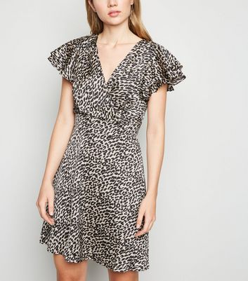 white leopard print wrap dress