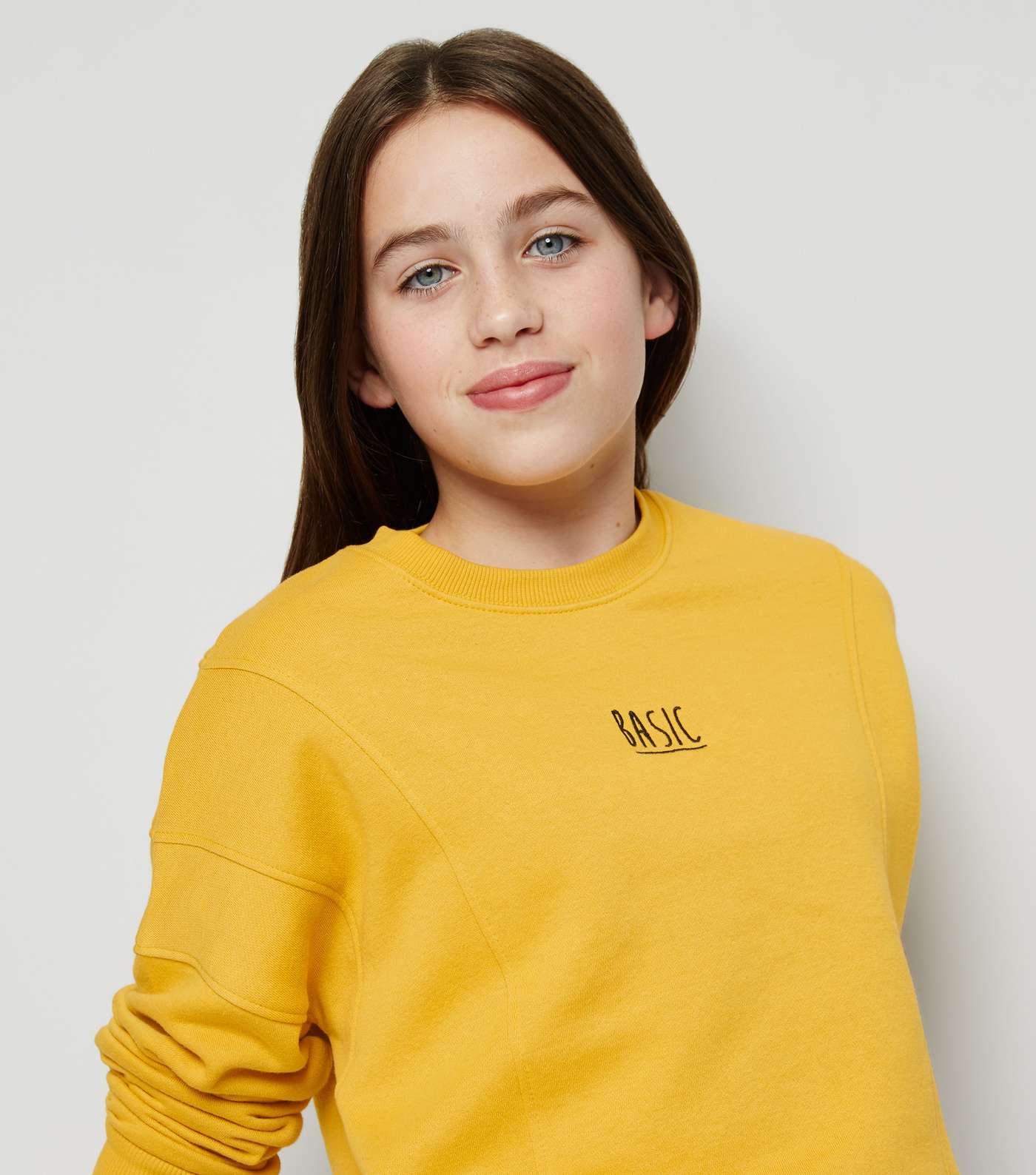 Girls Mustard Basic Slogan Sweatshirt Image 5