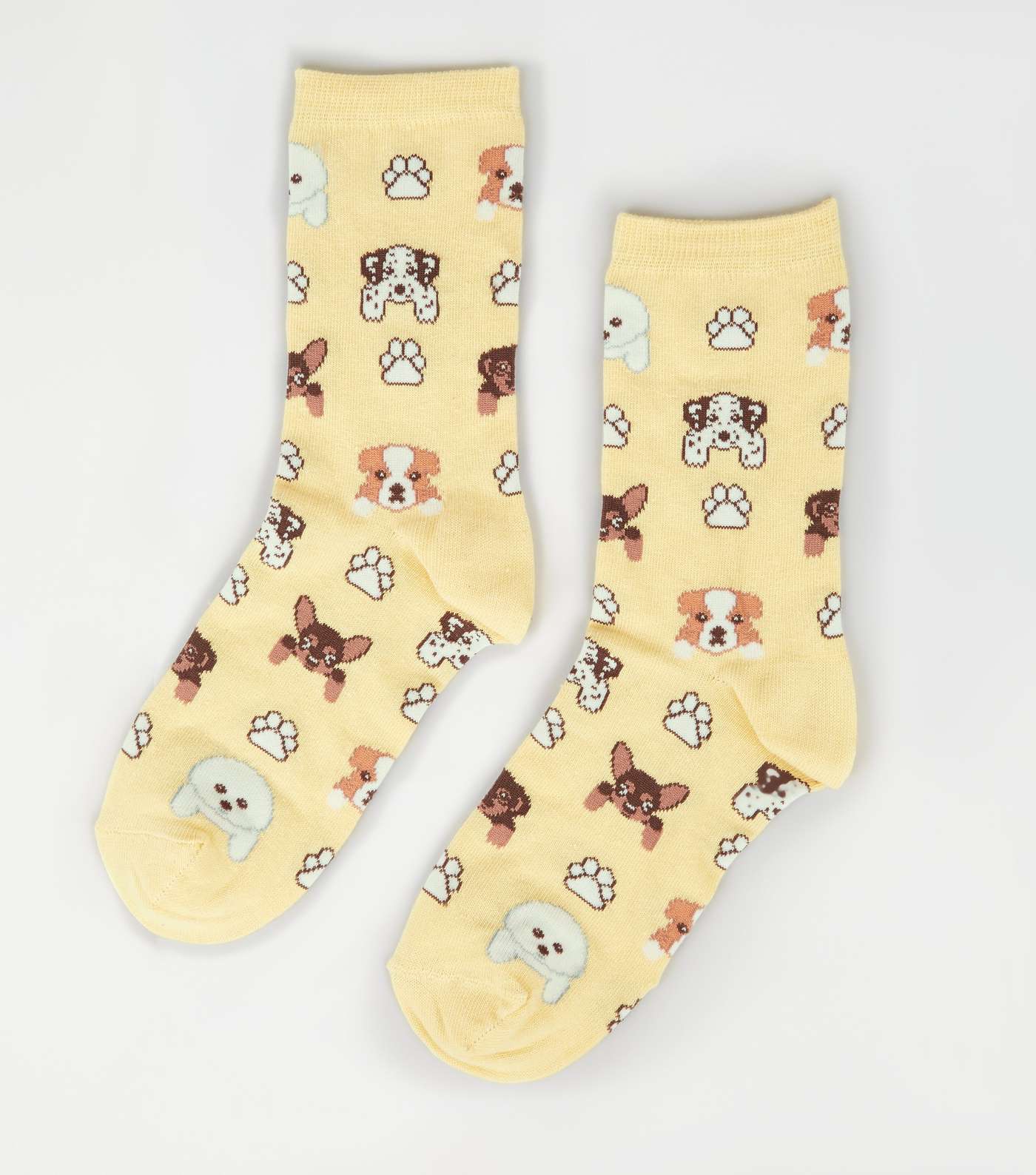 Yellow Dogs and Paws Socks