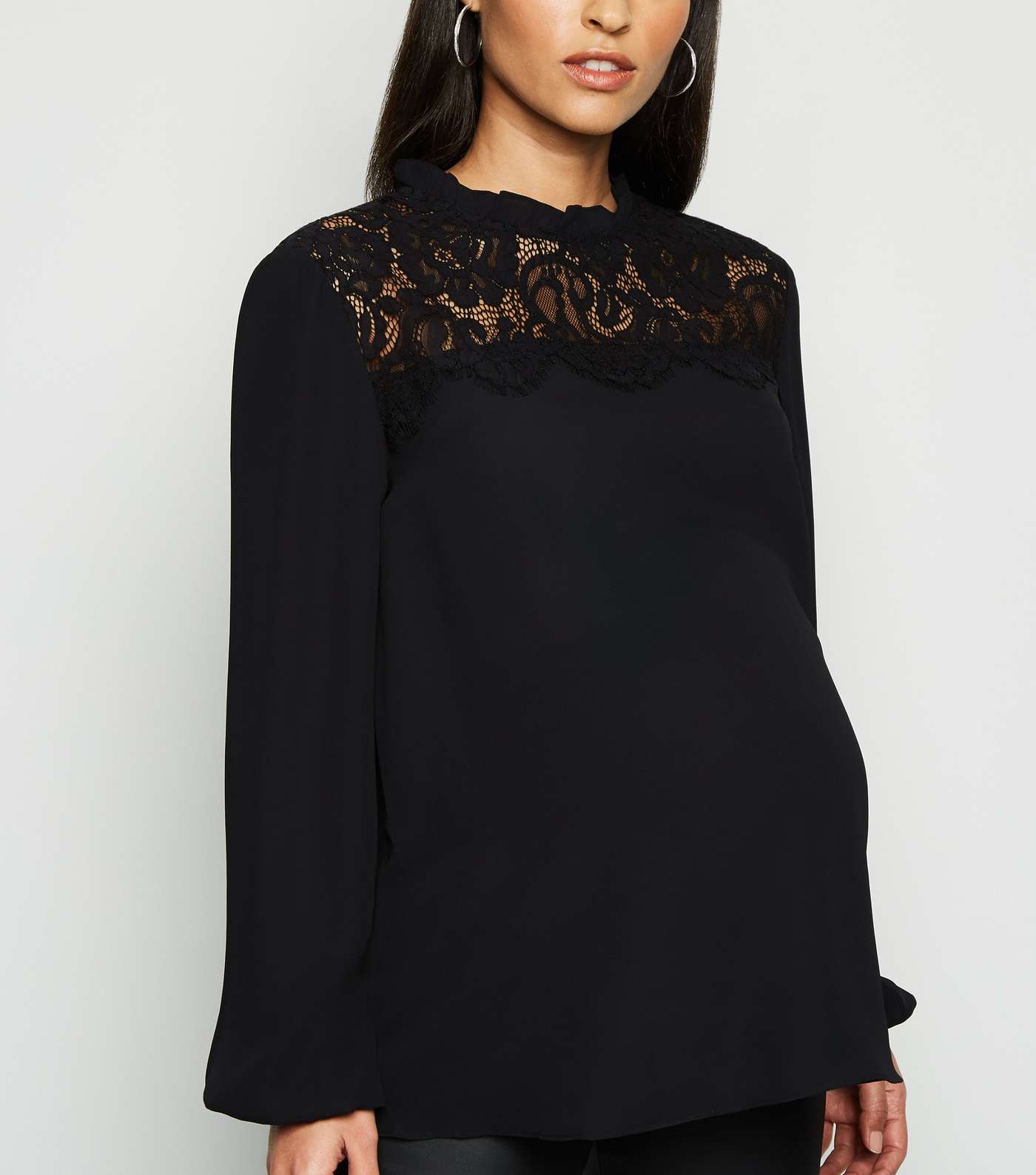 Maternity Black Lace Panel Blouse